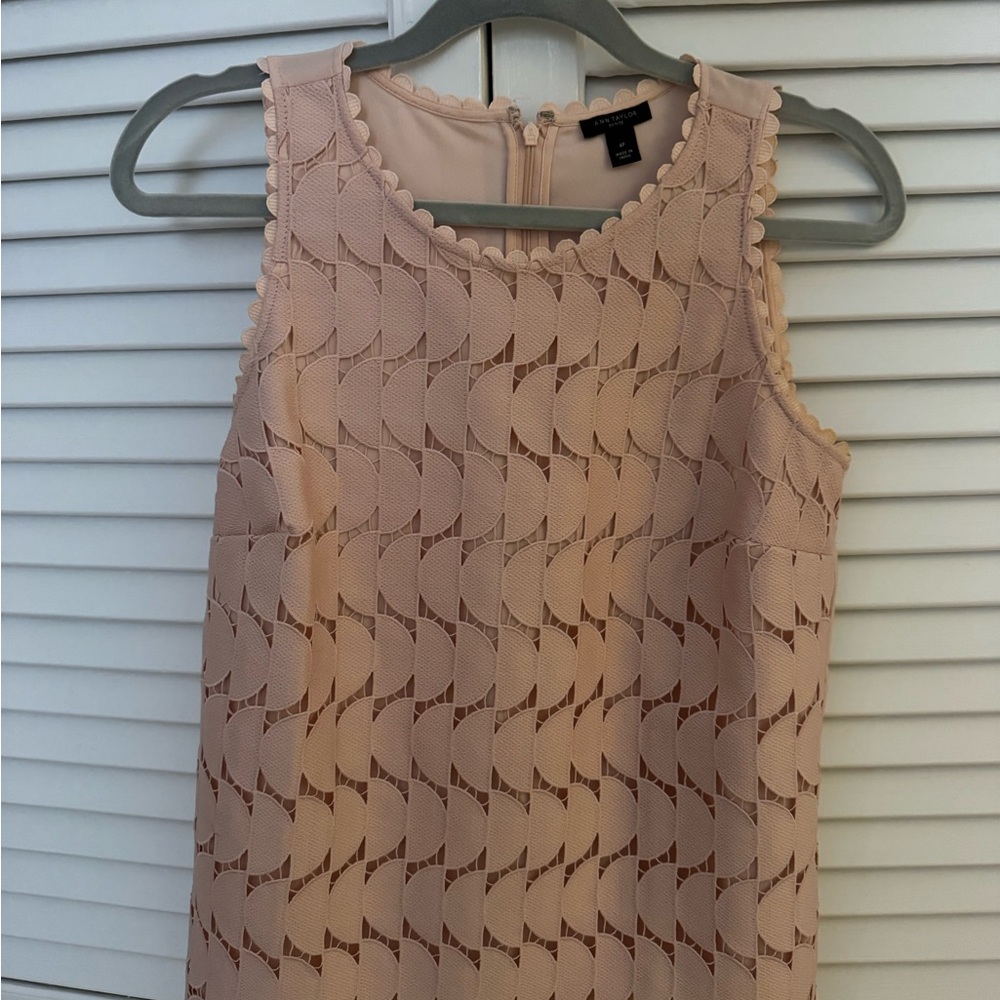 Ann Taylor Pink Sleeveless Scalloped Top